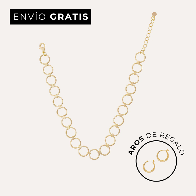 CHOCKER LILIAN BAÑADO EN ORO + ARGOLLAS DE REGALO + ENVÍO GRATIS