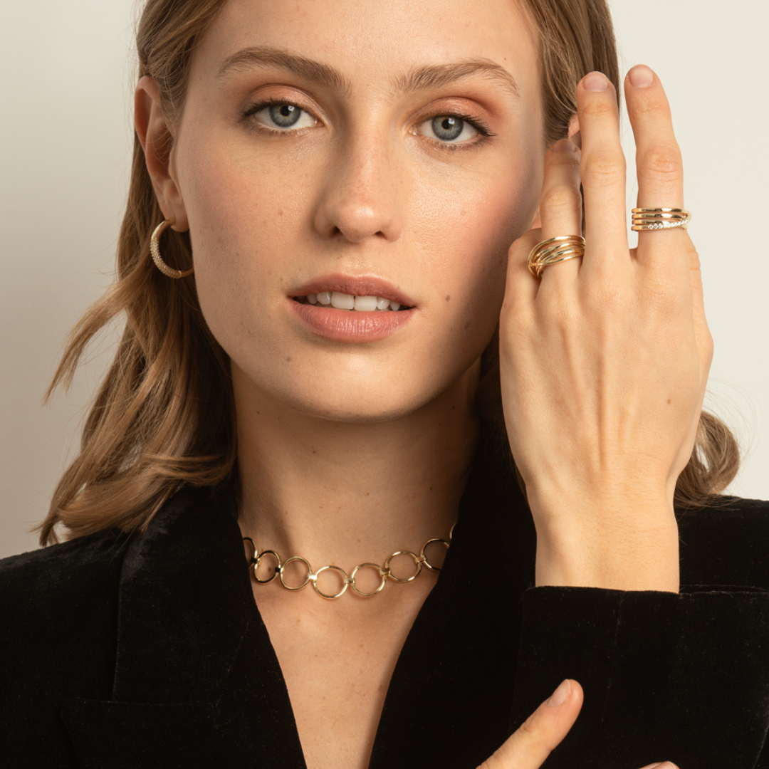 CHOCKER LILIAN BAÑADO EN ORO + ARGOLLAS DE REGALO + ENVÍO GRATIS